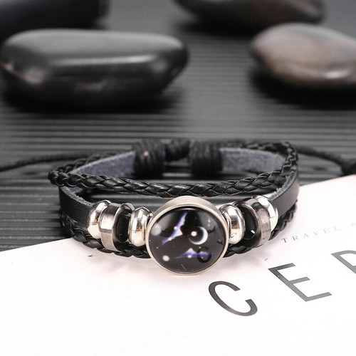 Bracelet Wristband Luminous Leather Sign Men Women 12 Horoscope Zodiac Birth - Picture 8 of 24