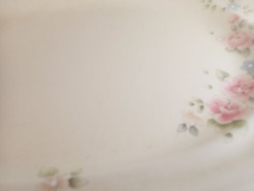 Pfaltzgraff Tea Rose 14 1/2" Oval Serving Platter Cream with Pink & Blue Flowers - Picture 4 of 4