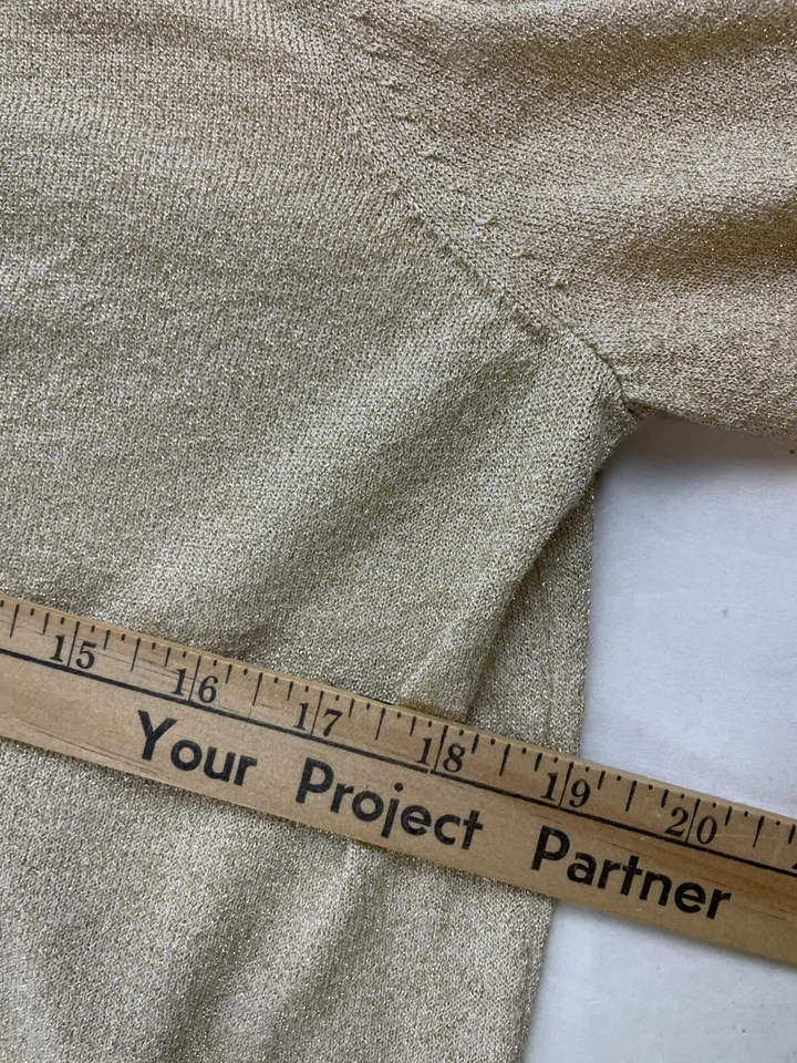 Suéter Judith Hart Para Mujer Talla S Dorado Metálico Mezcla Seda Vacaciones Capucha Cuello Foto 4 de 4