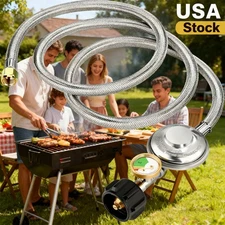 BBQ Grill Low Pressure Propane Regulator Hose 5 FT with Gauge for Gas Pit- Stove