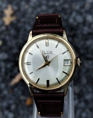 Vintage Elgin 328 Men's wrist watch, 17J, New Band. Serviced.