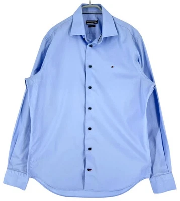 Tommy Hilfiger Homme Chemise Habillée Ajustée Coton Bleu Taille M - Photo 1/4