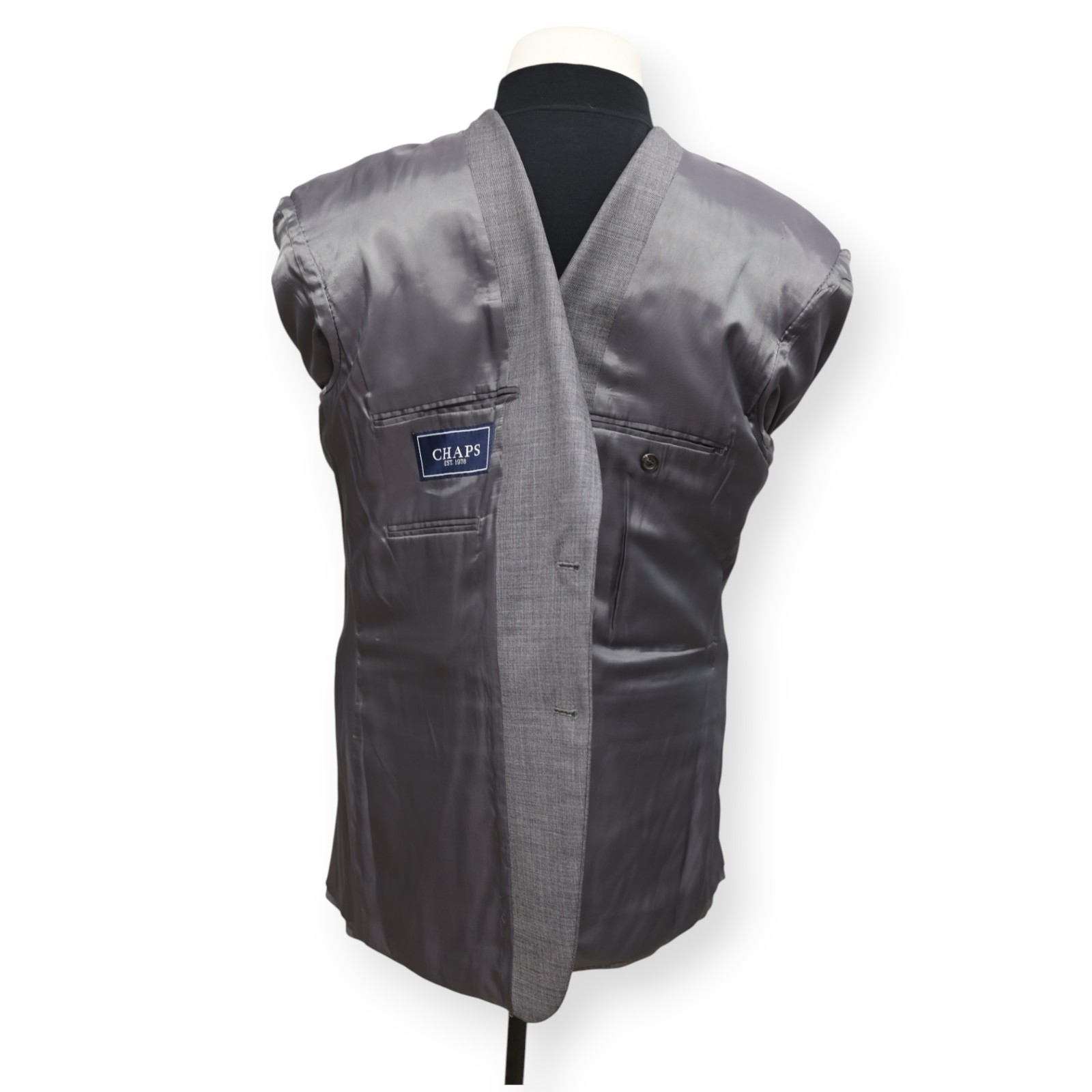 CHAPS mens solid gray 100% WOOL two button sport … - image 5