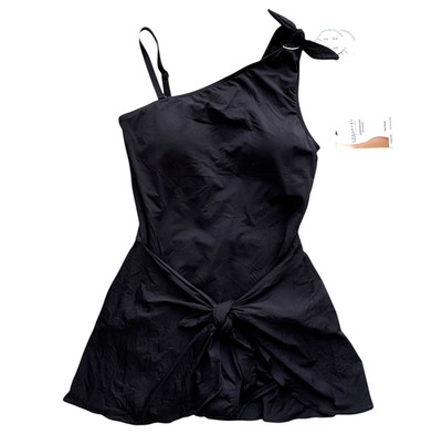 Contours by Coco Reef Womens Swim Dress Shapewear One Shoulder 12 36D Black NEW