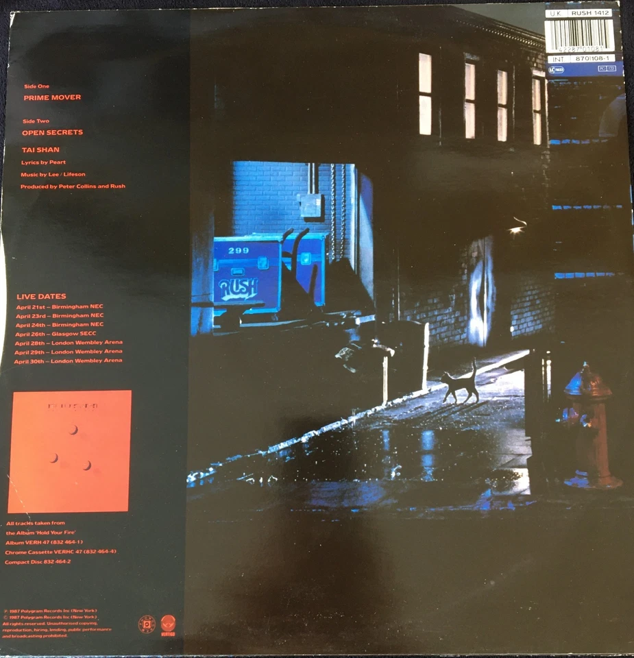 RUSH 'PRIME MOVER' 12'' VINYL MERCURY RECORDS RUSH14-12 1987 UK FIRST PRESS - Image 2 of 4