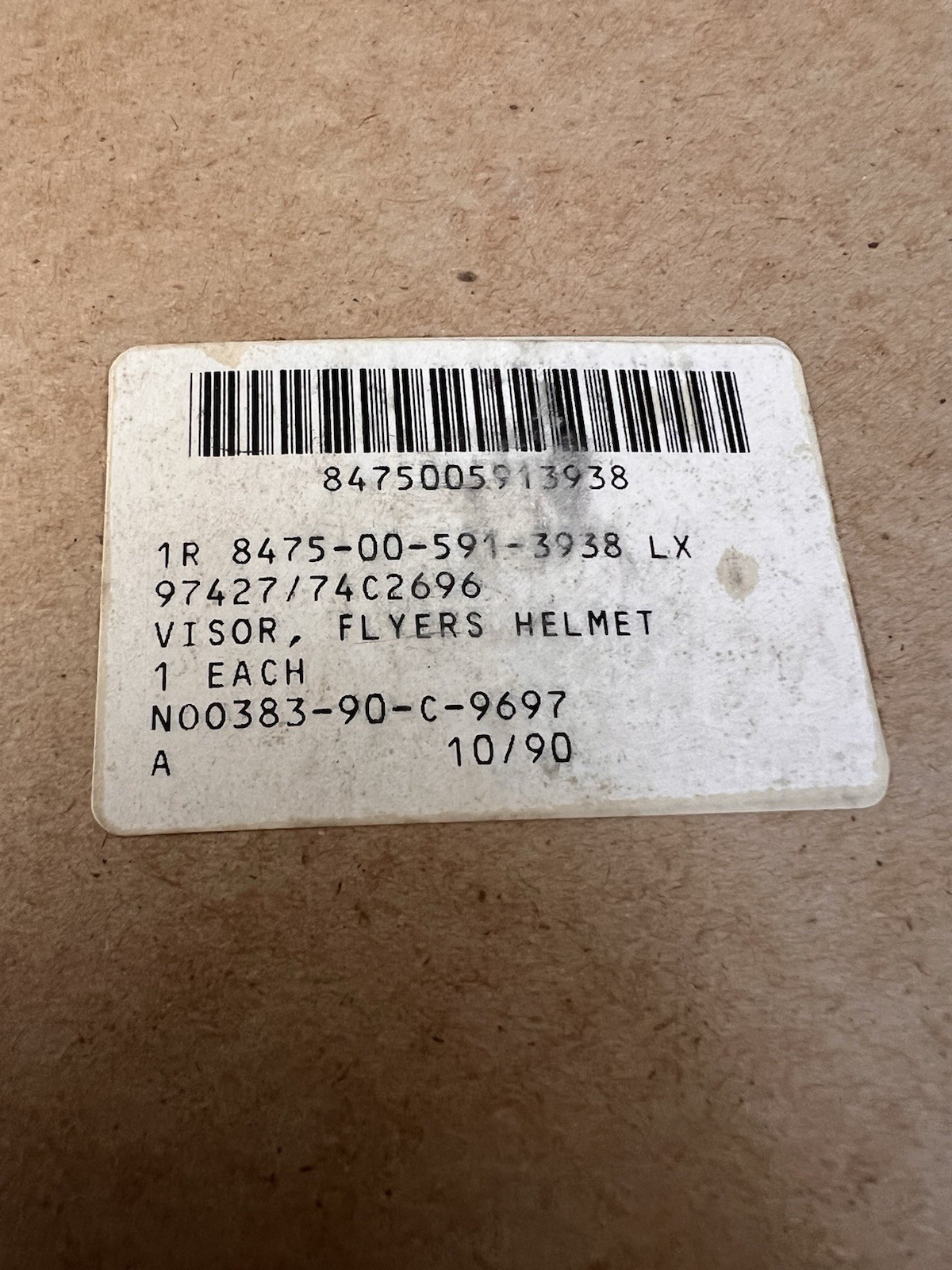 NOS GENTEX FLYERS HELMET TINTED VISOR SPH-4 97427 74C2696