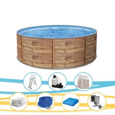 Stahlwandpool NATURE Typ 17 rund 400x120cm Pool Folie blau Komplettset 2 Skimmer