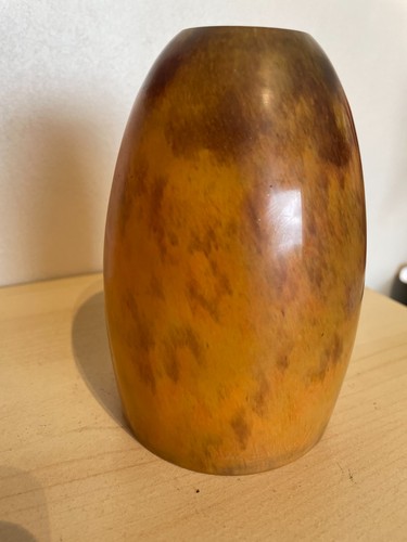 Vintage Pate de Verre Daum Nancy France Art Déco orange glass lamp shade 13.5cm - Picture 9 of 14