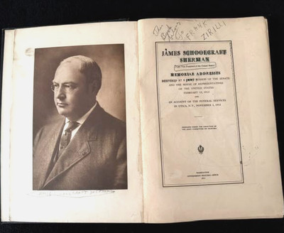 ANTIQUE ADDRESSES ON THE LIFE & CHARACTER OF JAMES S. SHERMAN V.P. OF THE USA!