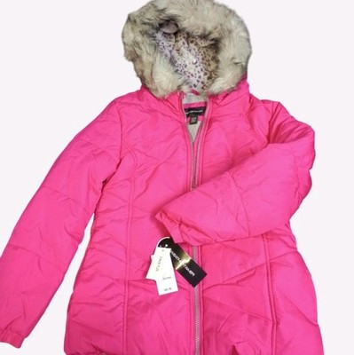 Weather Tamer Pink Insulated Puffer Coat with Faux Fur Size Large NWT