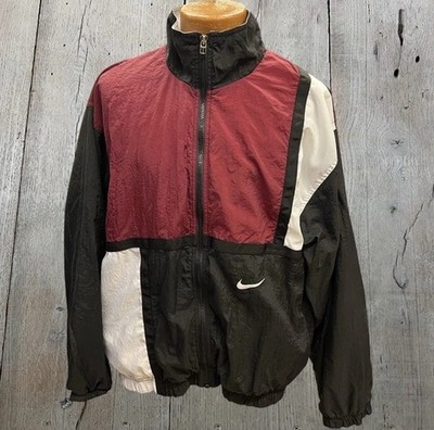 Vintage 90s Nike Red Black White Tag Color Block Windbreaker