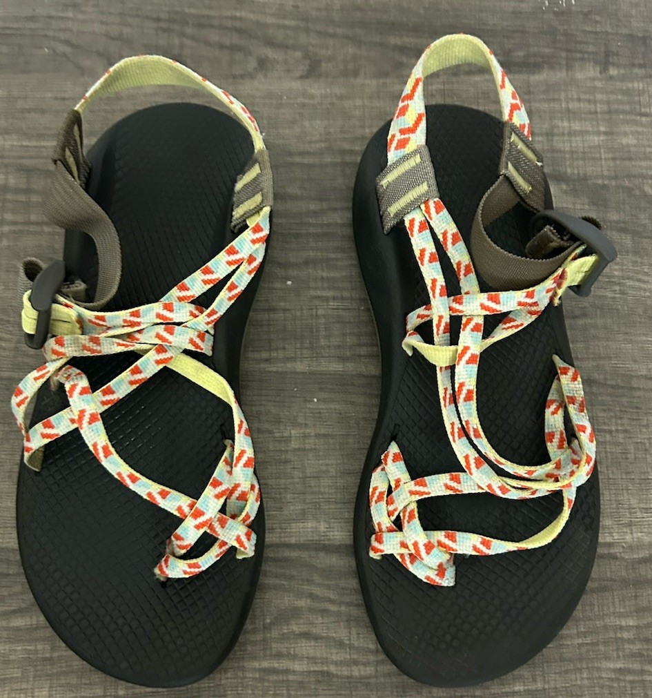 Chaco Womens Sandals Black/Yellow/Orange Slides Shoes Size 9