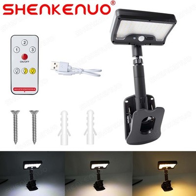 Upgraded Solar LED Clamp Light with 92 LEDs, Dual Charging (Solar + USB) Outdoor