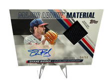 Shane Bieber 2024 Topps Series 1 Major League Material Gold Patch Auto /50