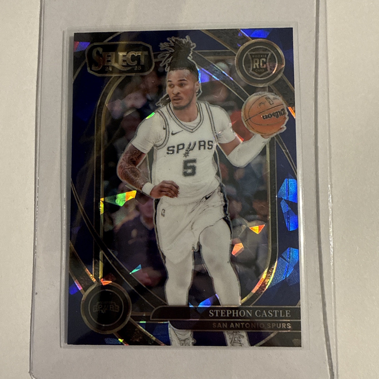 2024-25 Select Stephon Castle #175 Courtside Blue Cracked Ice Prizm Rare Hit SP
