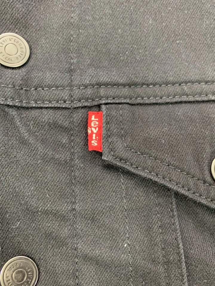 Levi's Commuter Trucker Jacket Mens Small Black Stretch Stowaway Hood - Image 3 of 4