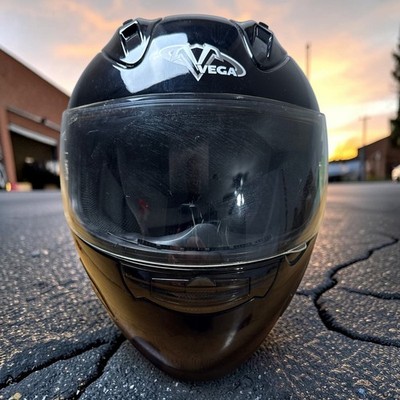 Vega Altura Full Face Motorcycle Helmet Gloss Black Small S 56cm DOT ECE Dual Ce
