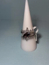 Bomb Party Size 8 Ring “Tangled In Elegance” Brown Tourmaline Rhodium