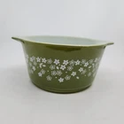 Vtg Pyrex Spring Blossom Crazy Daisy Green 1qt Casserole Bowl  473-B No Lid