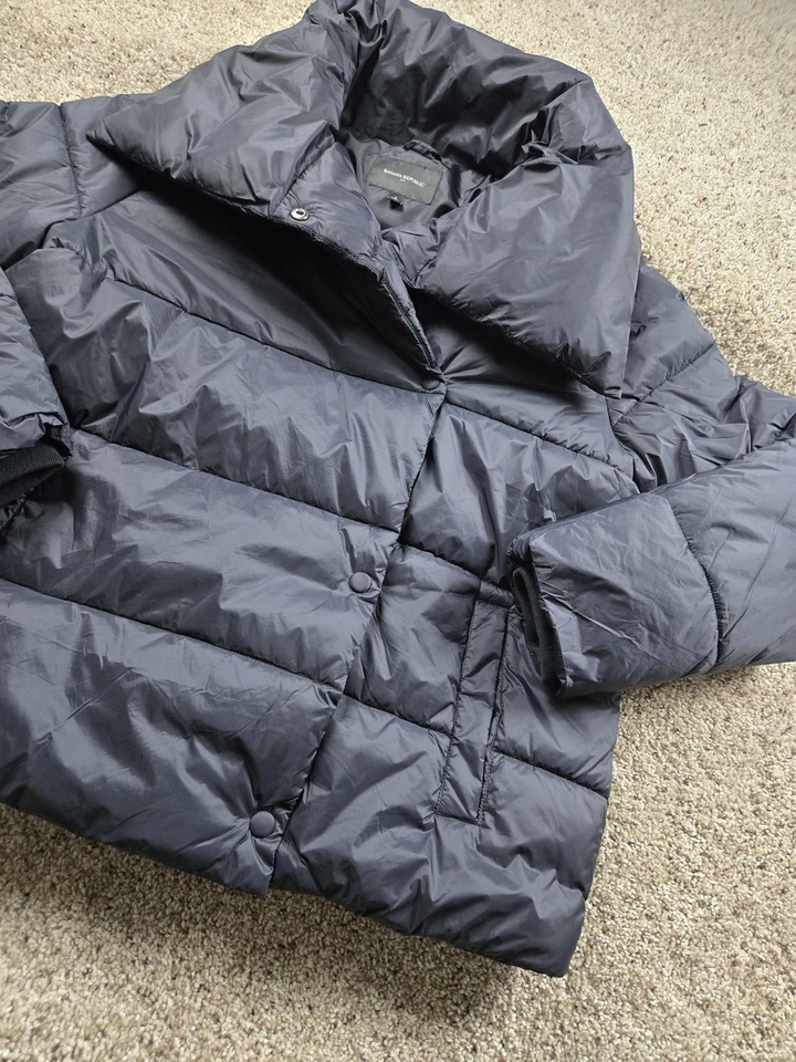 Banana Republic пуховик куртка женщин большой темно синий выстеганная воронка воротник Snap - Изображение 2 из 4