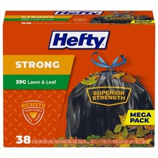 Hefty Strong Lawn and Leaf 39 Gallon Trash Bags, 38 Count (Pack of 1), Black