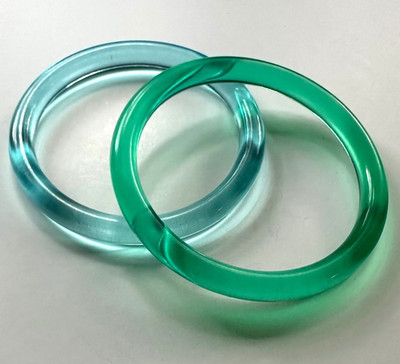 Vintage Pair (2) Lucite Bangle Bracelets Blue Green