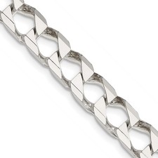 Sterling Silver 7.2mm Diamond-cut Square Curb Chain Necklace 22" 44.68gm