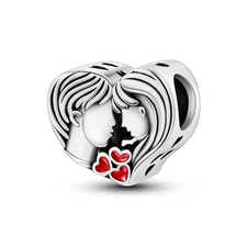 MULA Original Enamel Lovers Heart Charm For Women Bracelet 925 Sterling Silver