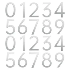 20Pcs 2" House Numbers 0-9, Acrylic Adhesive Mailbox Stickers, Matte Silver