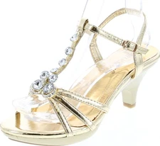 Delicacy Angel-62 Womens Strappy Rhinestone Dress Sandal Low Heel Shoes