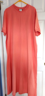 Hot Cotton By Marc Ware Orange Peach Maxi T-Shirt Dress Rolled Neck Size 3X EUC