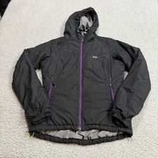 Rab Jacket Womens Small Black Purple Full Zip Plasma Hoodie Insulated Outdoors