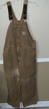 Vintage Carhartt Double Knee Bib Overalls Mens 44x32 Tan Canvas Made In USA R01
