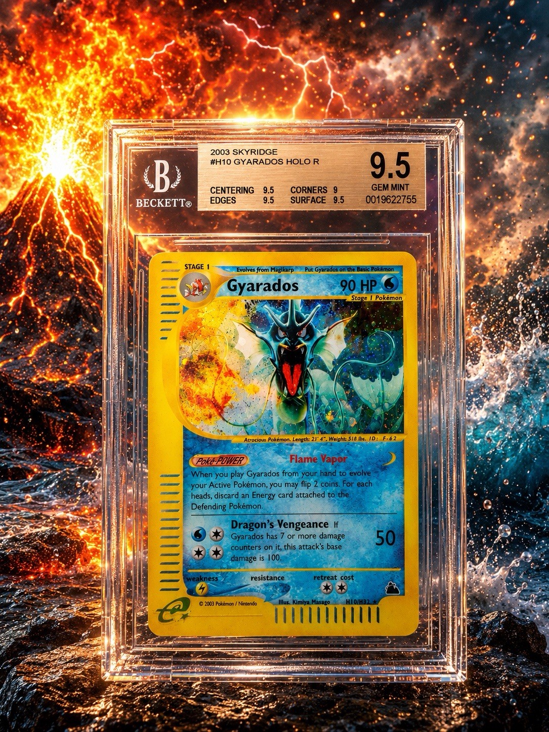 Pokemon Card Gyarados Holo Rare Skyridge H10/H32 BGS 9.5 GEM MINT ENG / Swirl