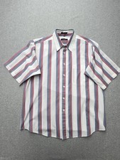 Vintage Christian Dior Shirt Mens Large White Stripe Short Sleeve Button 90s