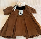 Antique Doll Clothing Brown Cloth Dress as Found