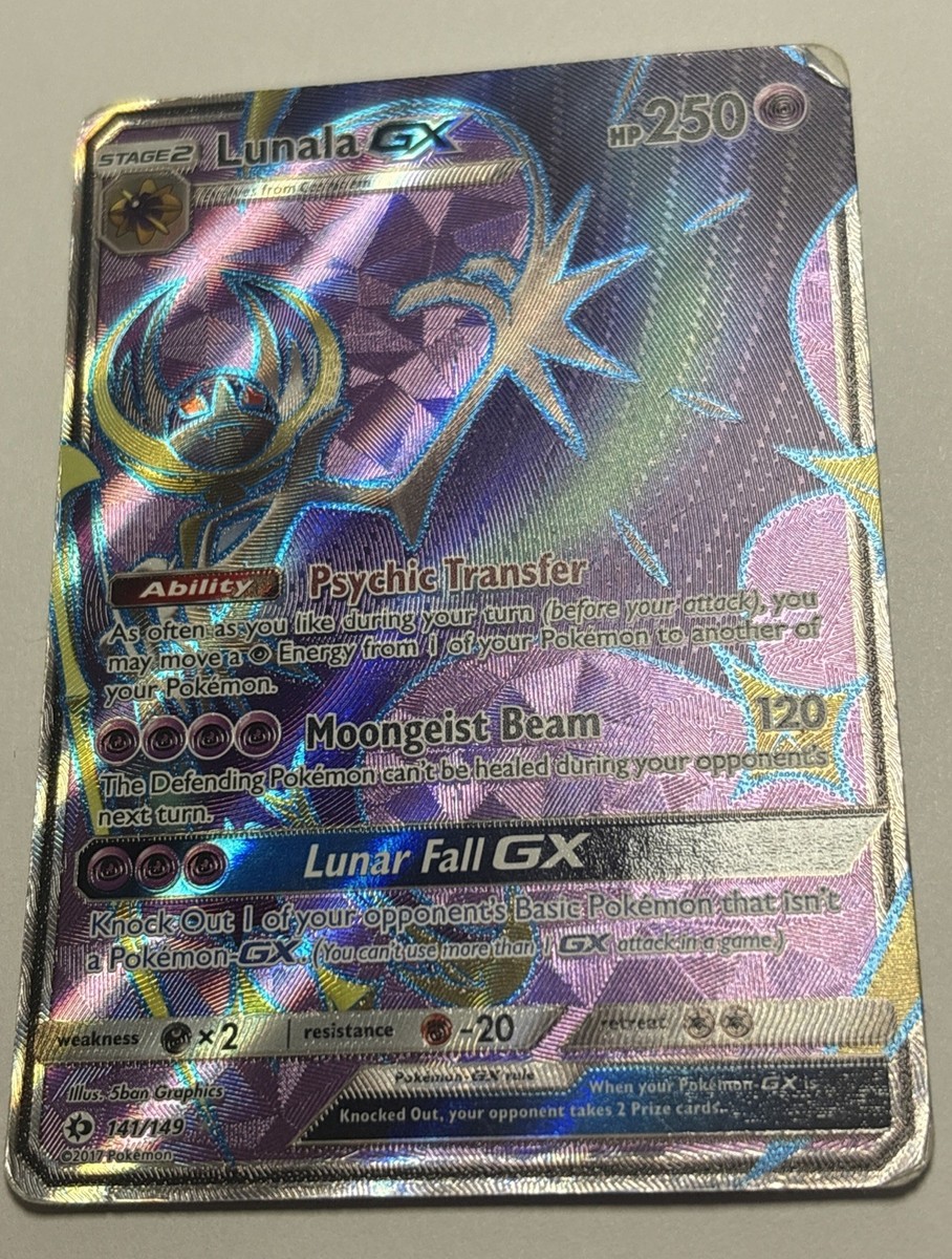 Lunala GX Full Art 141/149 SM Base Set Ultra Rare Holo Card | eBay