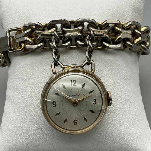 Vintage Timex Swing A Ling Watch Womens 27mm Gold Tone Manual Wind 7.5"
