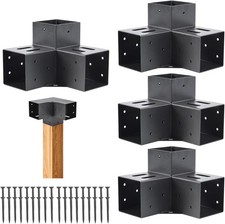 4 Pcs Pergola Bracket Actual: 3.6  x3.6 3-Way Right Angle Corner Bracket with