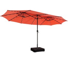 Patiojoy 15FT Double-Sided Twin Patio Umbrella with Base Extra-Large 48 Solar