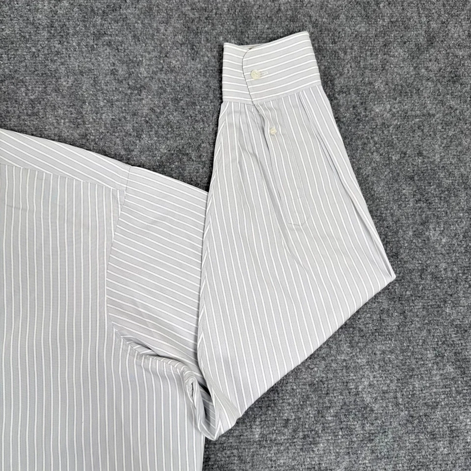 Camisa Charvet Paris Abotonada 100% Algodón Rayas Manga Larga Defecto Para Hombre Foto 3 de 4