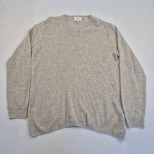 M S Jumper Large Grey Men's V-Neck Long Sleeve 100 Wool Knit