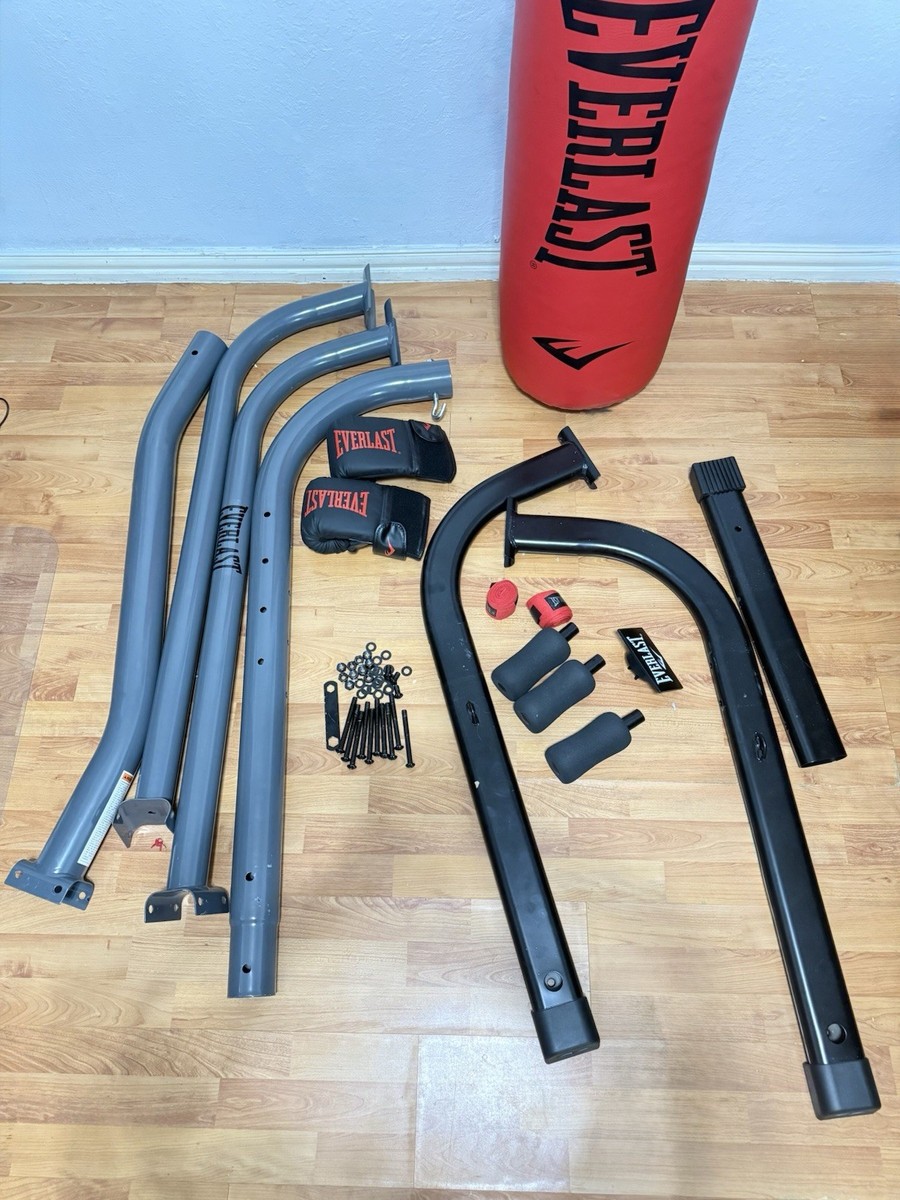 Everlast Red 70 Lbs Hanging Bag Heavy Bag Hanging Station With Gloves  Wrap