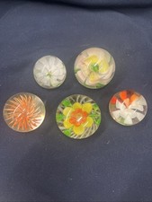 5 Small/ Medium Floral Design Vintage Paperweights #2