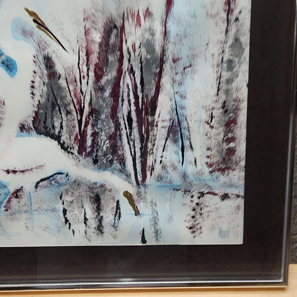 Винтажная акварельная картина цапля Madden Egret подписанная в рамке искусство 19x15 модерн - Изображение 3 из 4