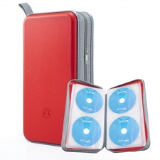 alavisxf xx CD Case, 96 Capacity Hard Plastic Organizer Wallet for Car Red