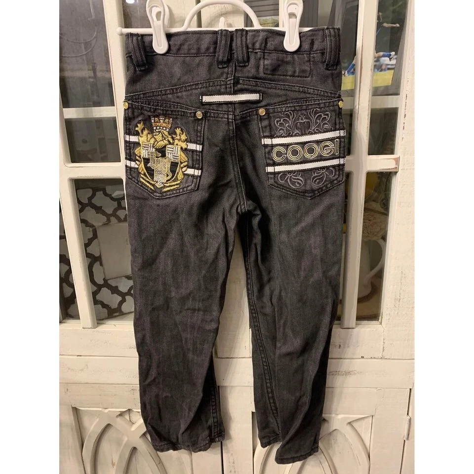 Jeans preto lavagem escura Coogi meninos mais velhos tamanho 6, muito bom estado (caixa F) - Imagem 3 de 4
