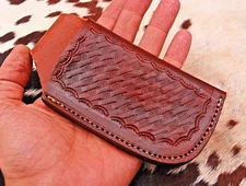 GENUINE LEATHER SHEATH ENGRAVE CUSTOM HANDCRAFT FOLDING BLADE KNIFE HOLSTER 1711