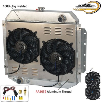 Aluminum Radiator + Shroud Fan Fit 1966-1979 Ford F100 F150 F250 F350 Bronco V8