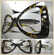 Exaggerated Elegant Unique Retro Style Clear Lens EYE GLASSES Bow Shaped Frame